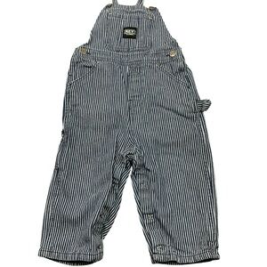 Vintage Key blue and white Hickory stripe overalls 3T